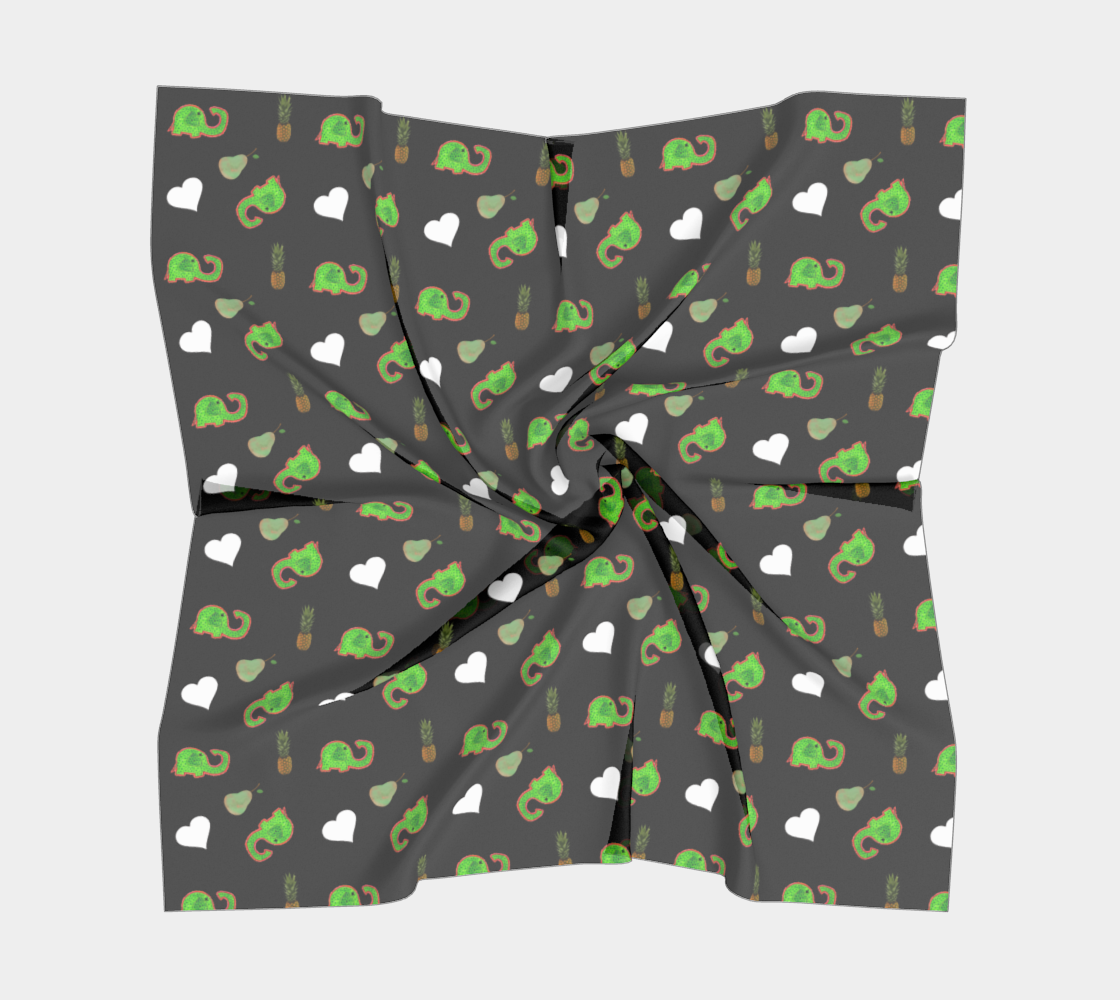 green elephant pattern scarf