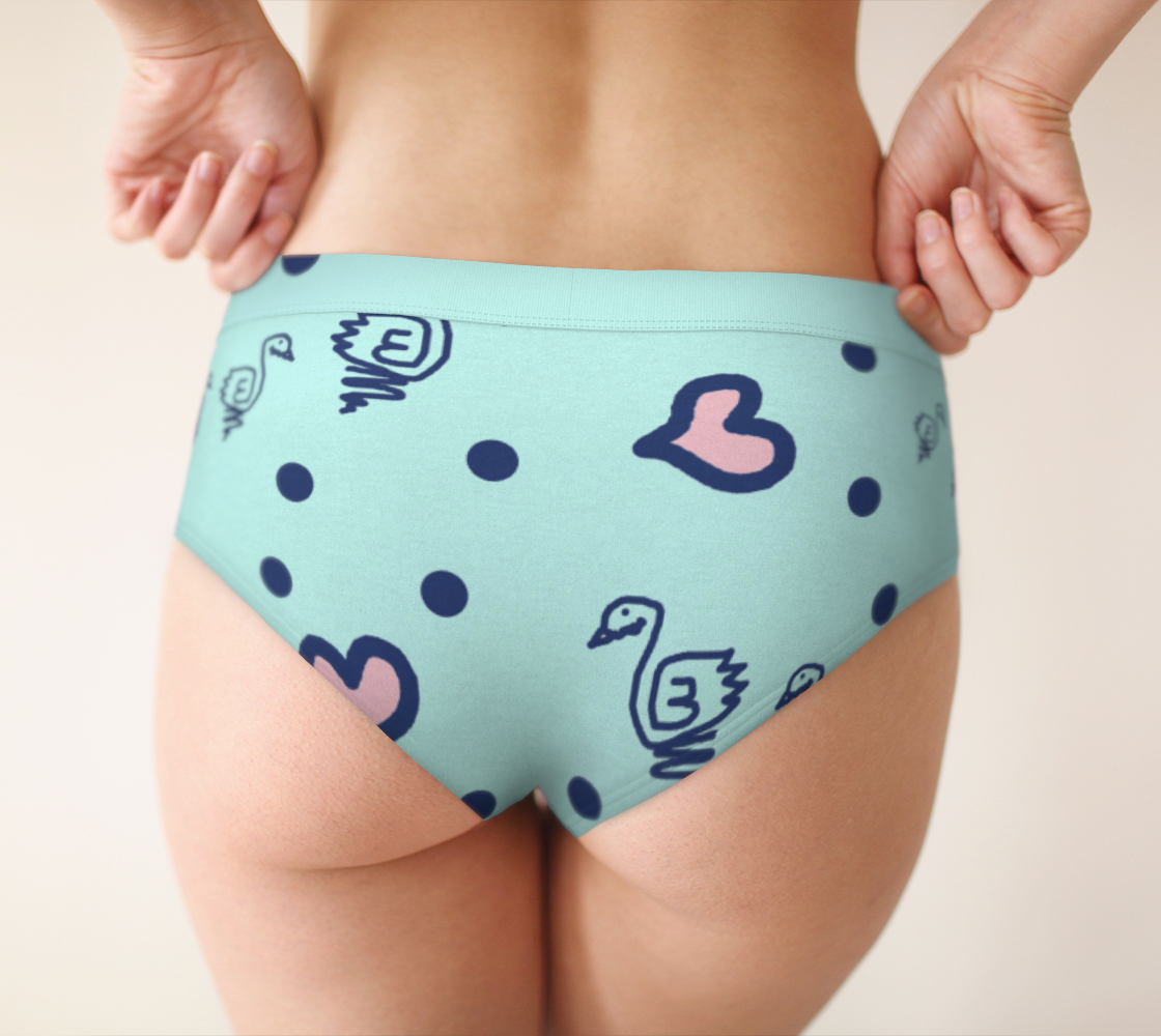 duck family blue pink hearts pattern cheeky briefs