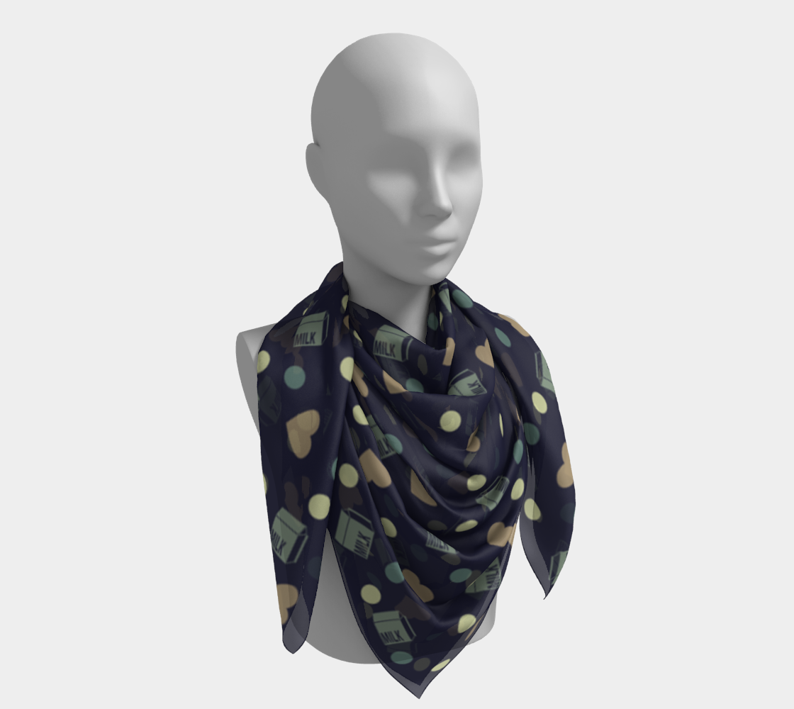 blue milk hearts scarf