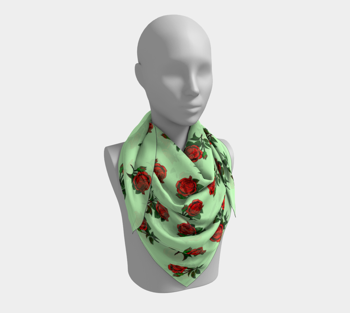 red roses green scarf