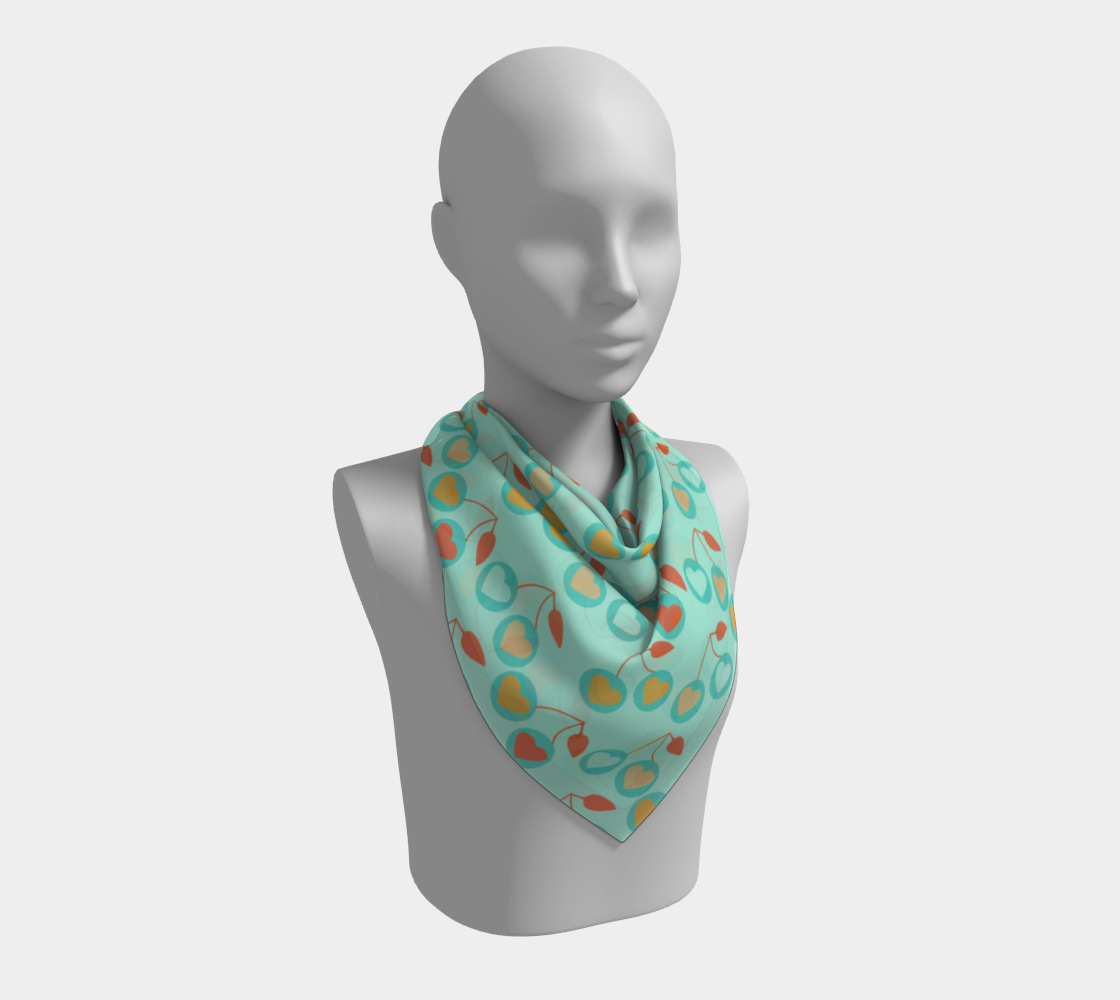 light teal heart cherries scarf