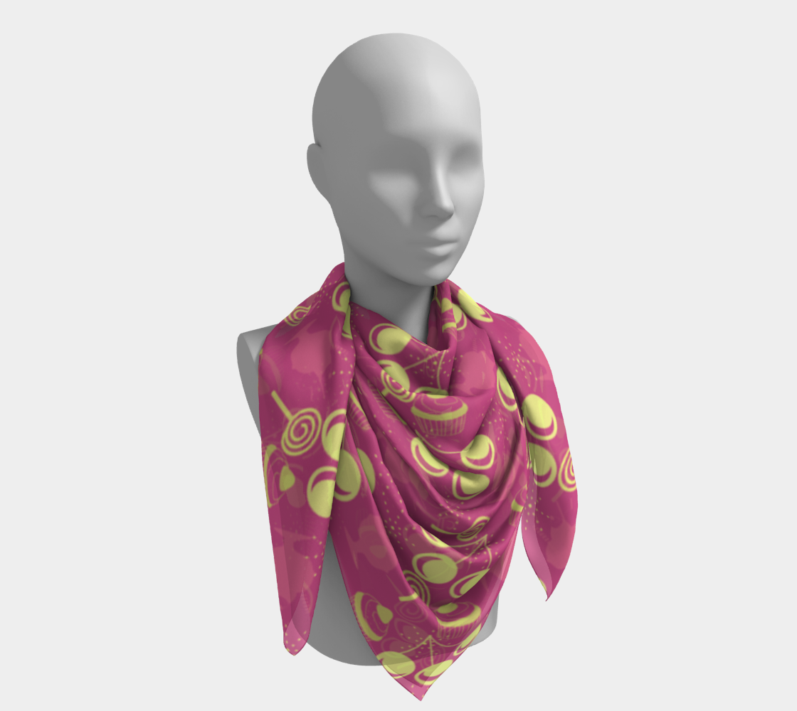 yellow pink cherries scarf