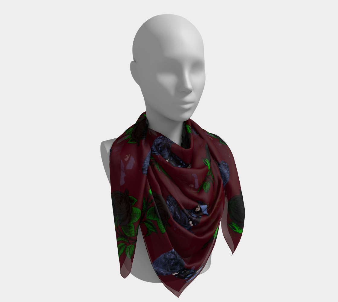 gothic girl rose red pattern scarf