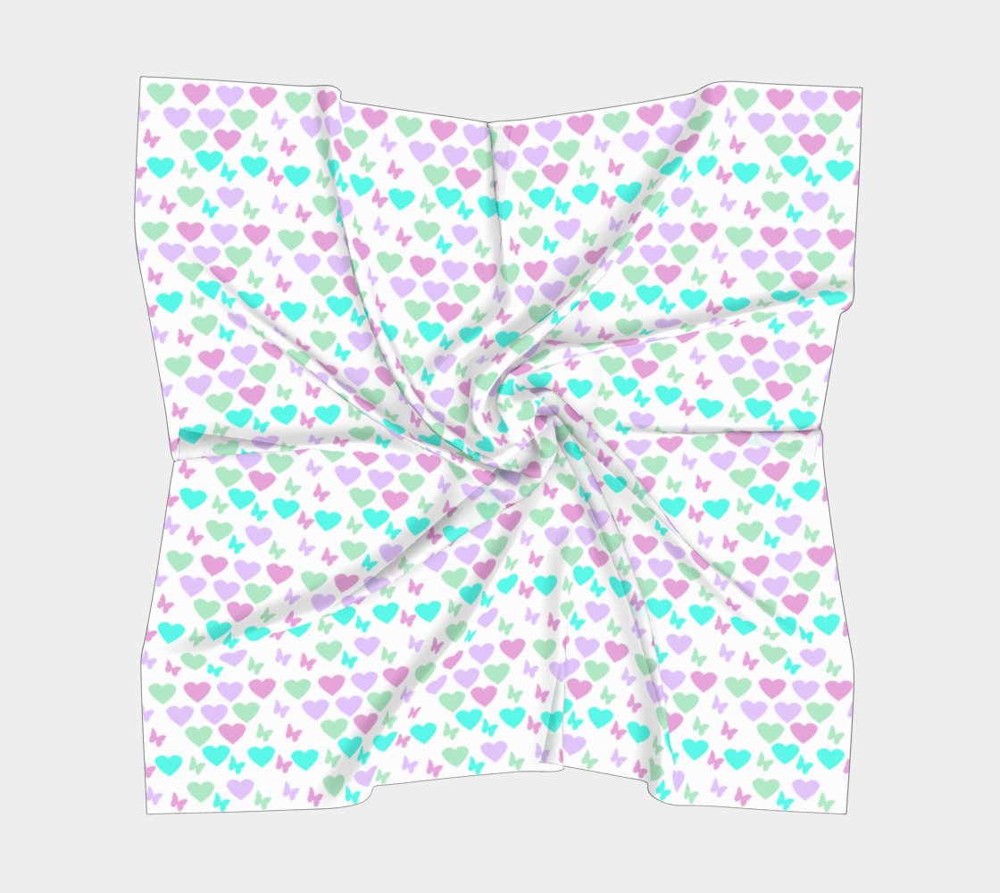 hearts butterflies white scarf