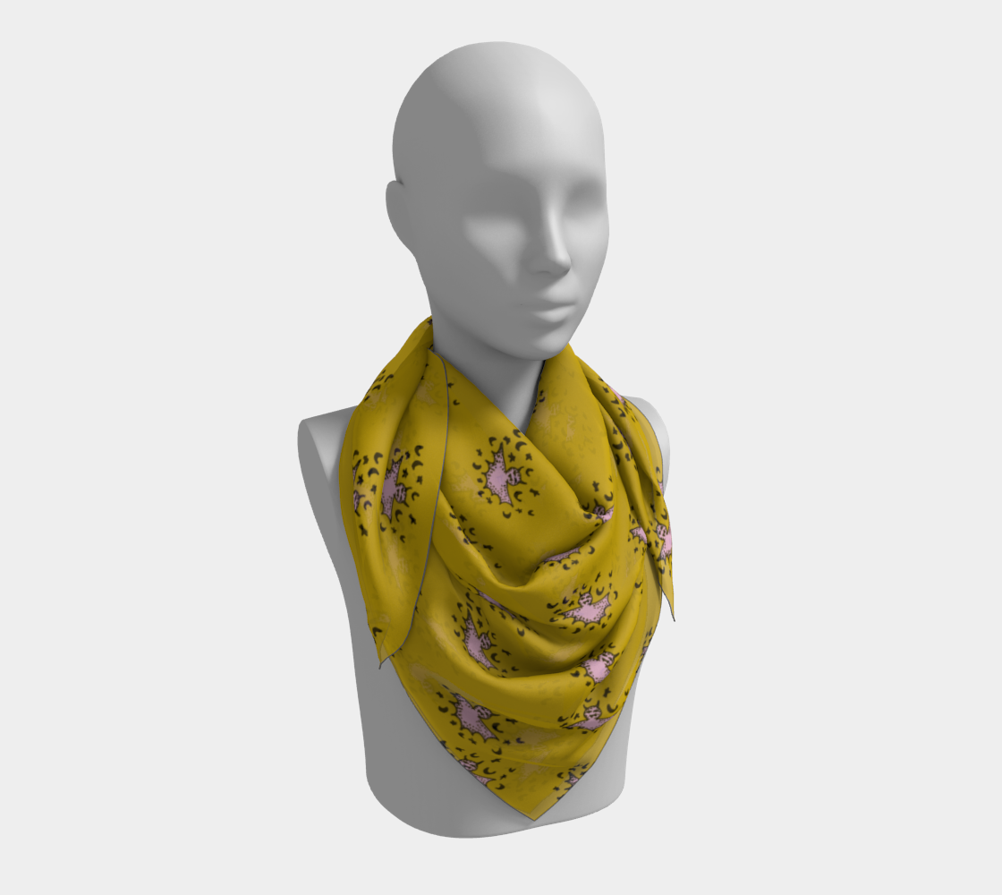 zodiac bat pink yellow scarf