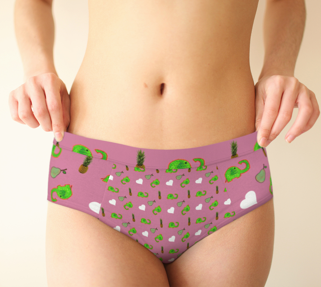 green elephant pattern mauve cheeky briefs