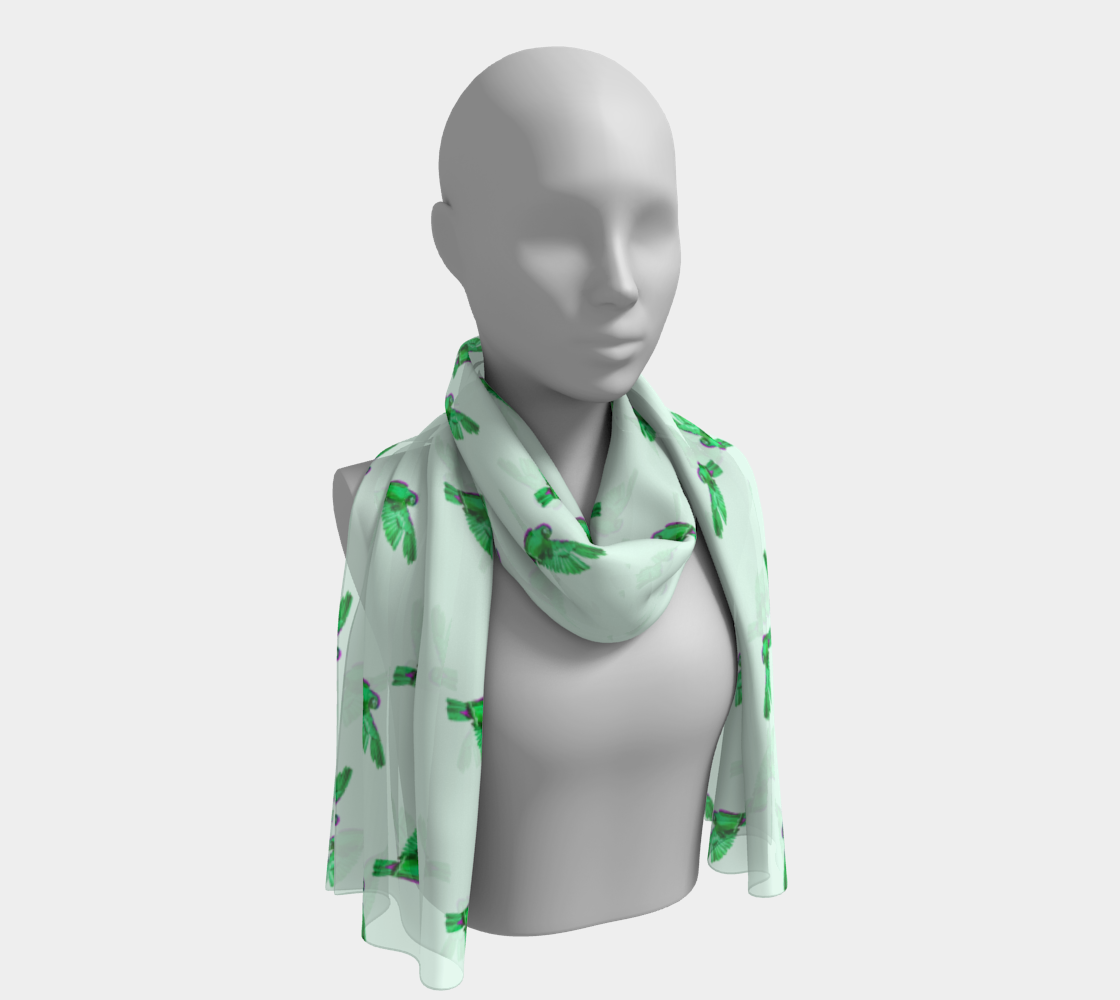 green parrot pattern scarf