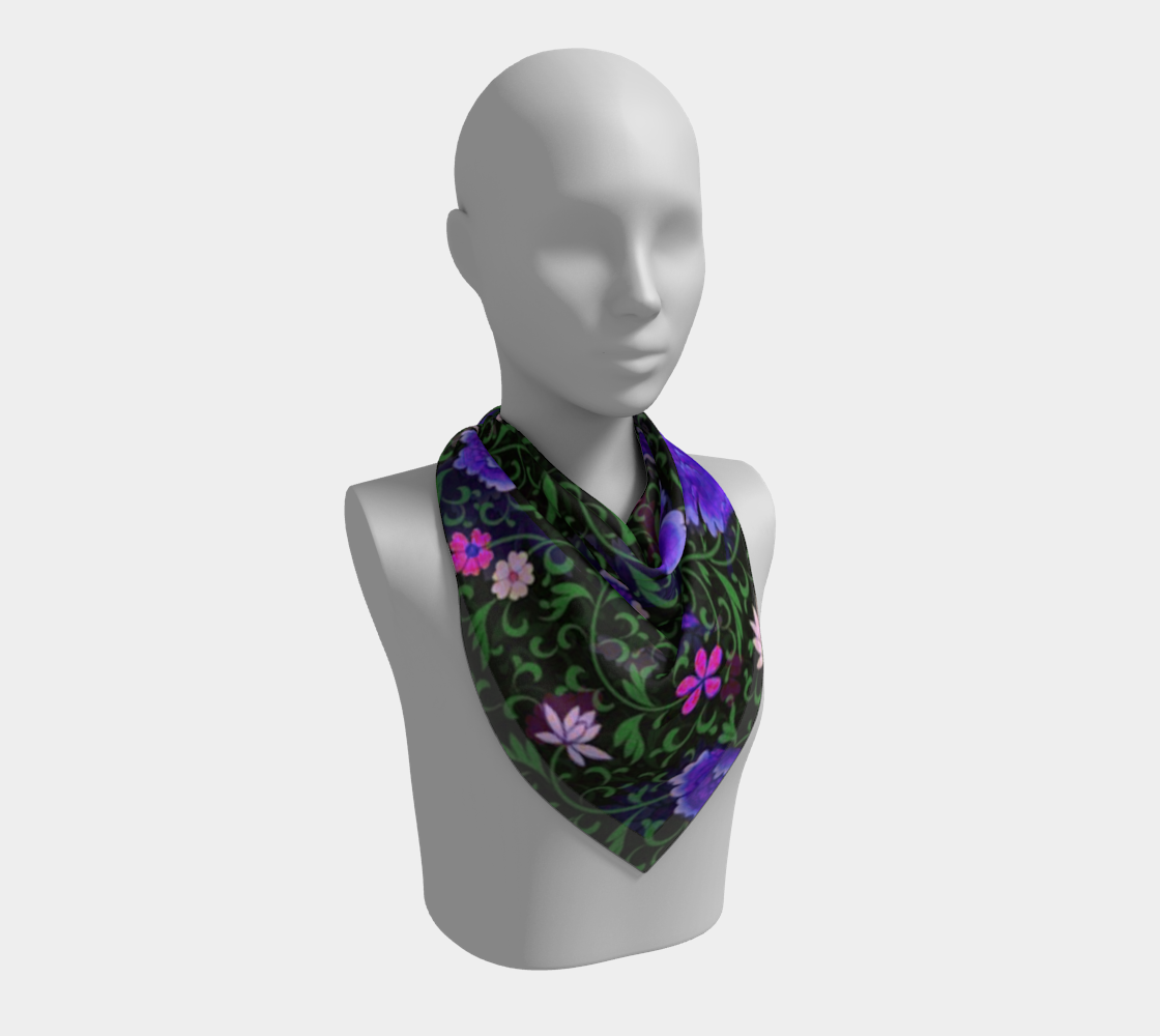 blue  japan floral scarf