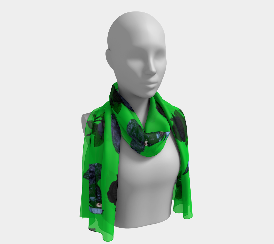 gothic girl rose green pattern scarf