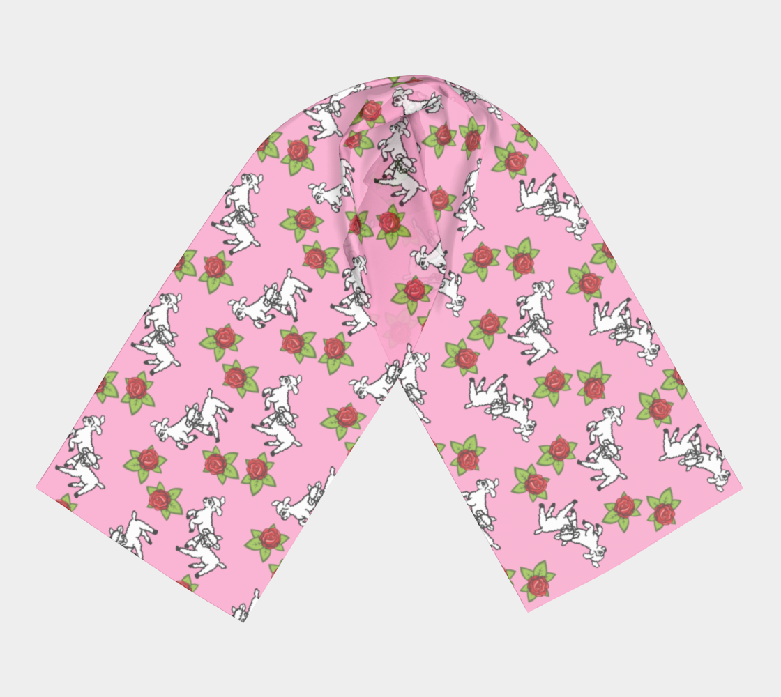 lamb pattern pink scarf