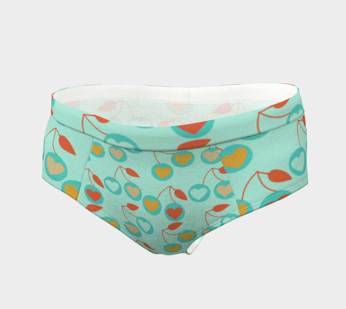 light teal heart cherries cheeky briefs