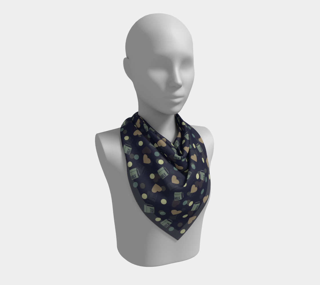 blue milk hearts scarf