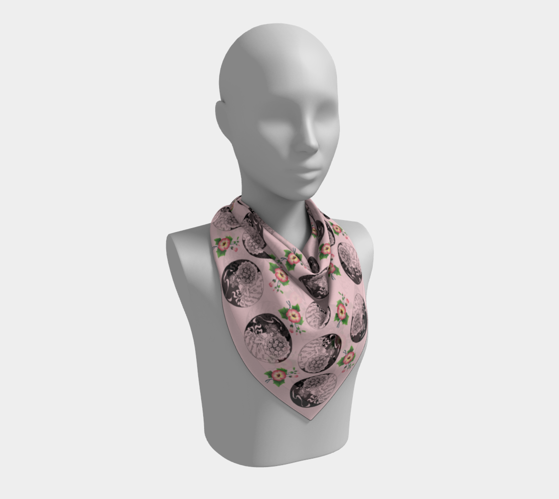 vintage girl with flowers pink scarf