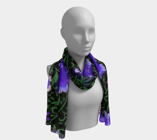 blue  japan floral scarf