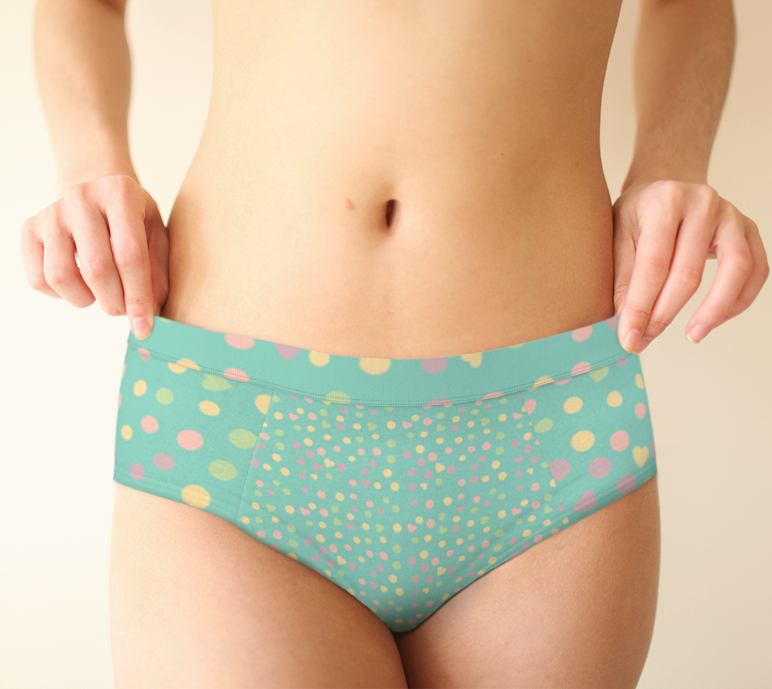 light teal hearts cheeky briefs