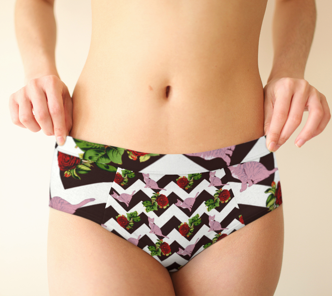 cat rose chevron cheeky briefs