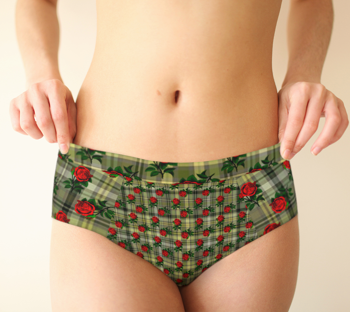 roses yellow plaid cheeky briefs