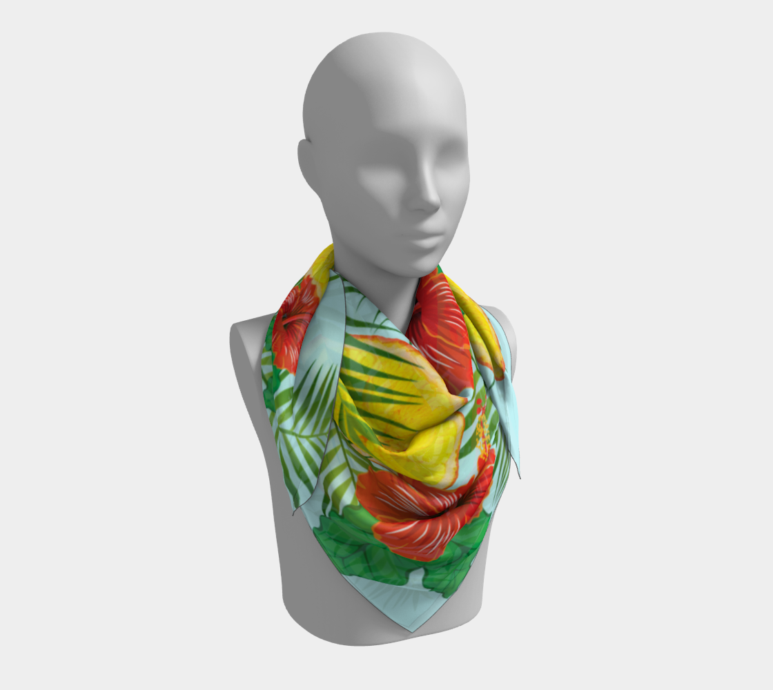 orange tropics blue scarf