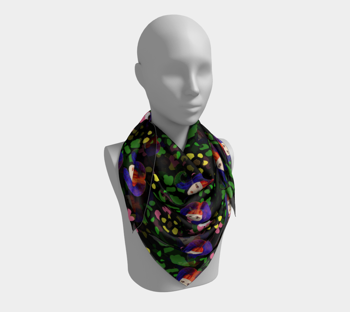 60s girl floral daisy black scarf