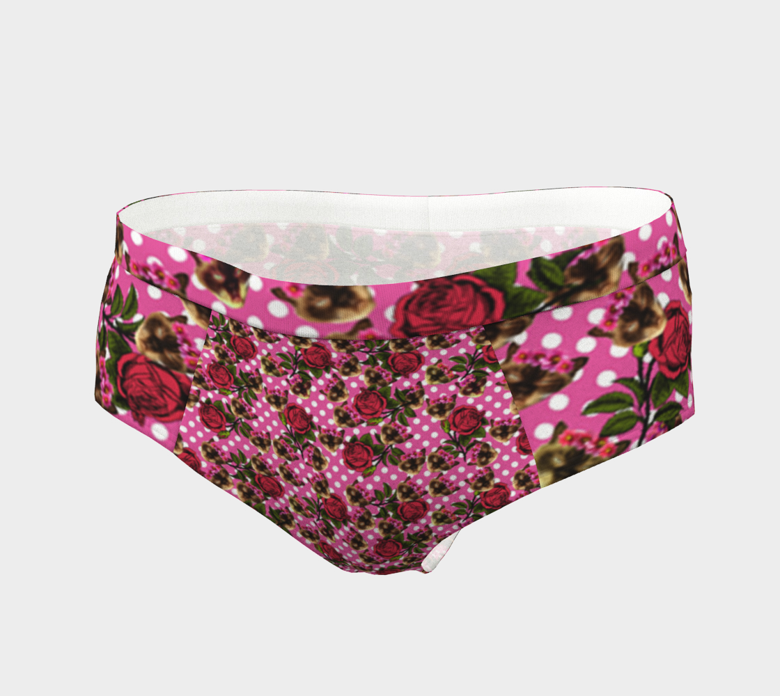 lazy cat floral pattern pink polka cheeky briefs