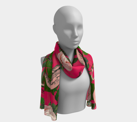 flamingo floral pink scarf