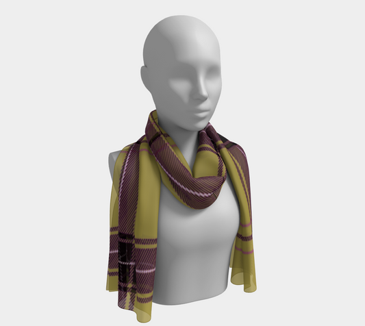 beige purple plaid scarf