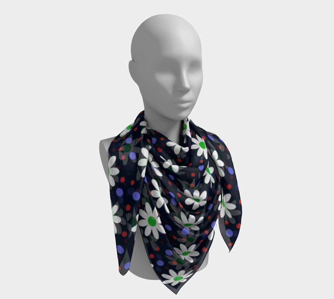 daisy dots navy blue scarf