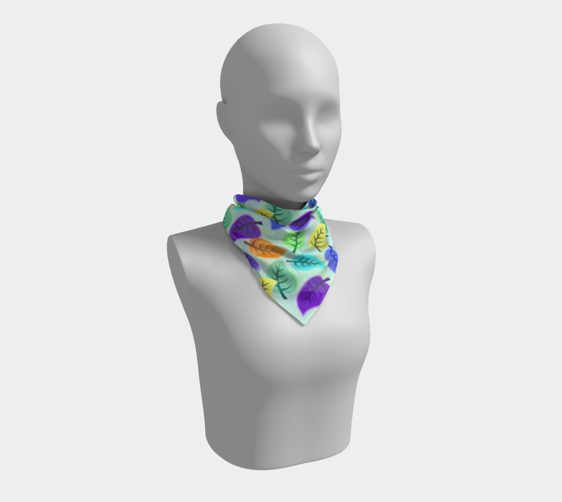 colorful leaves blue scarf