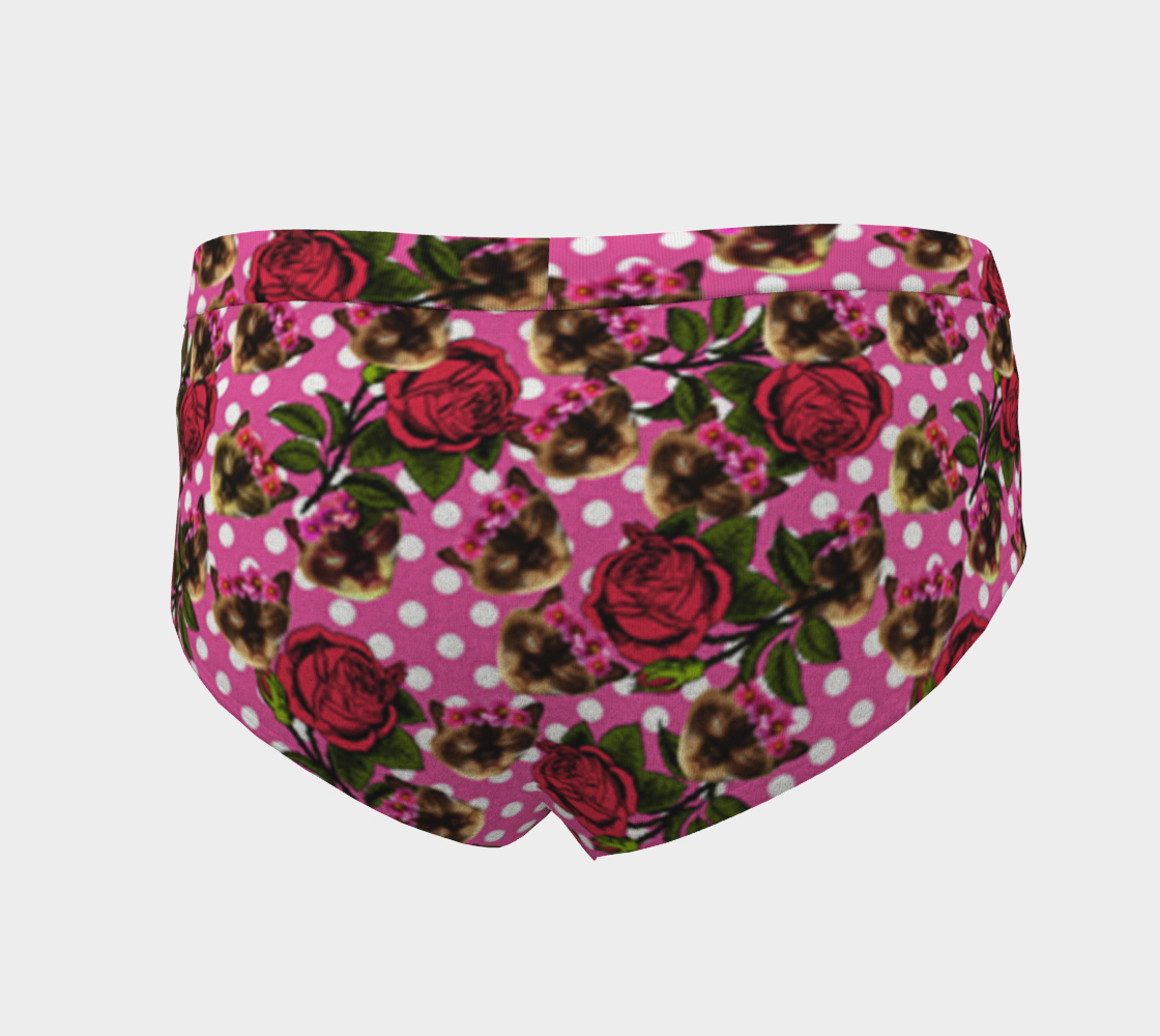 lazy cat floral pattern pink polka cheeky briefs