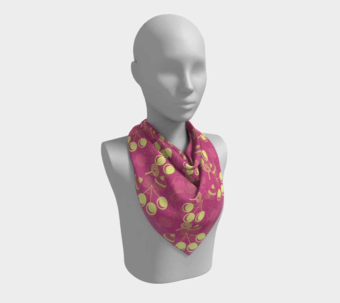 yellow pink cherries scarf