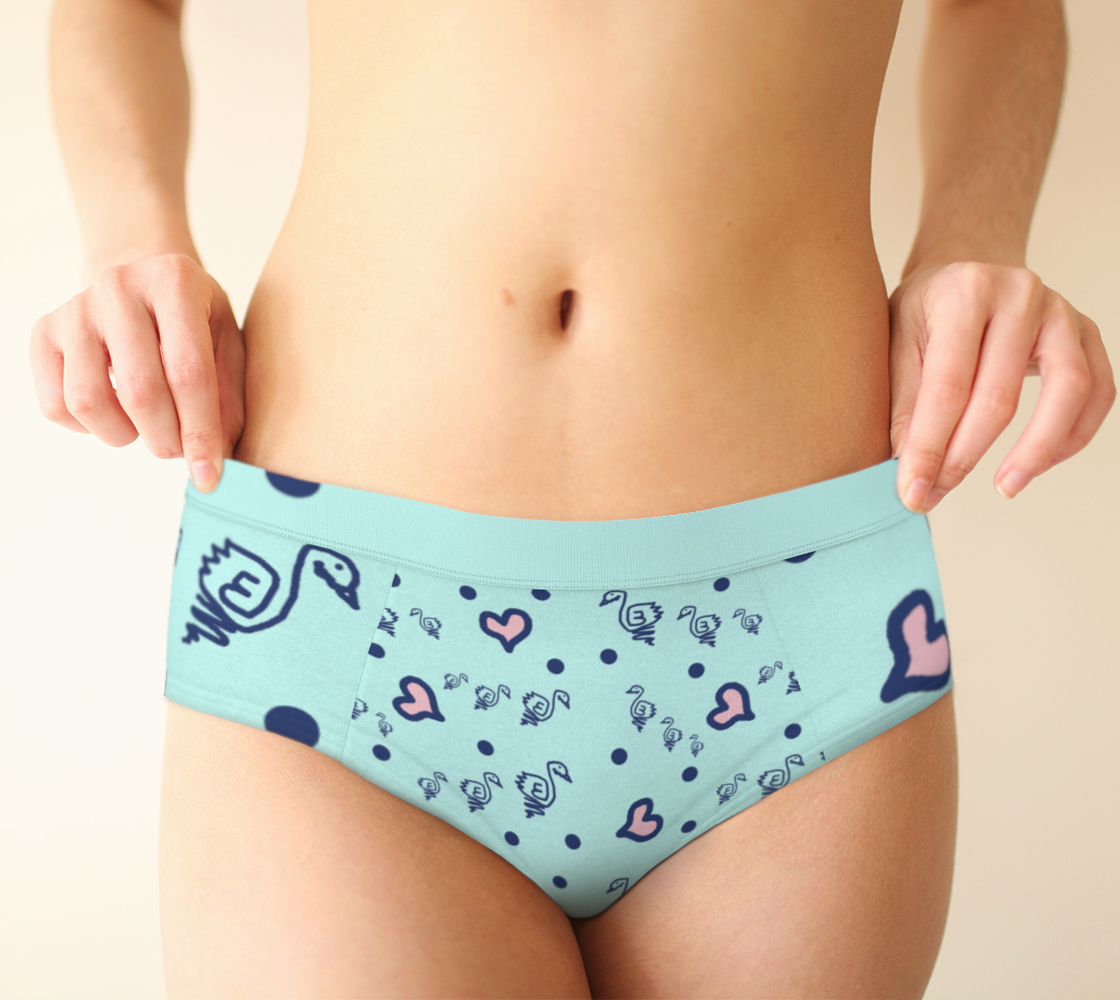 duck family blue pink hearts pattern cheeky briefs