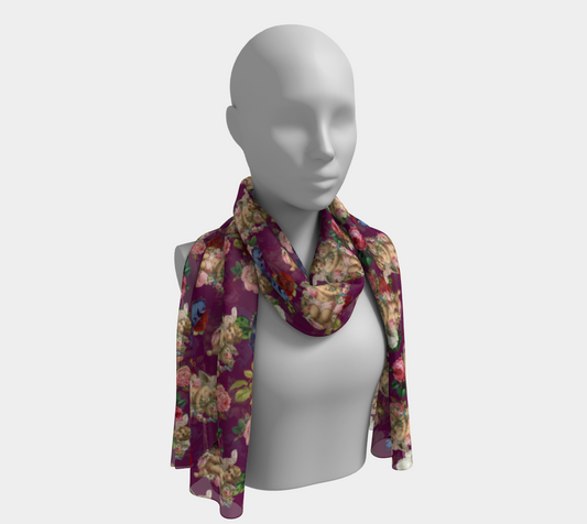 angel cherub butterflies magenta scarf