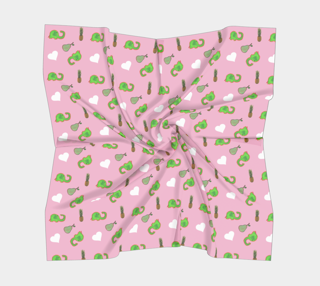 green elephant pattern pink scarf