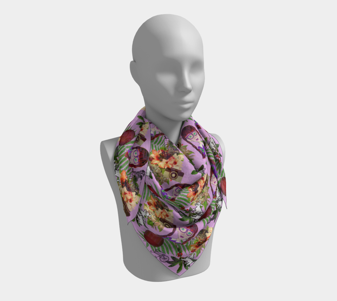 purple glasses girl pattern lilac scarf