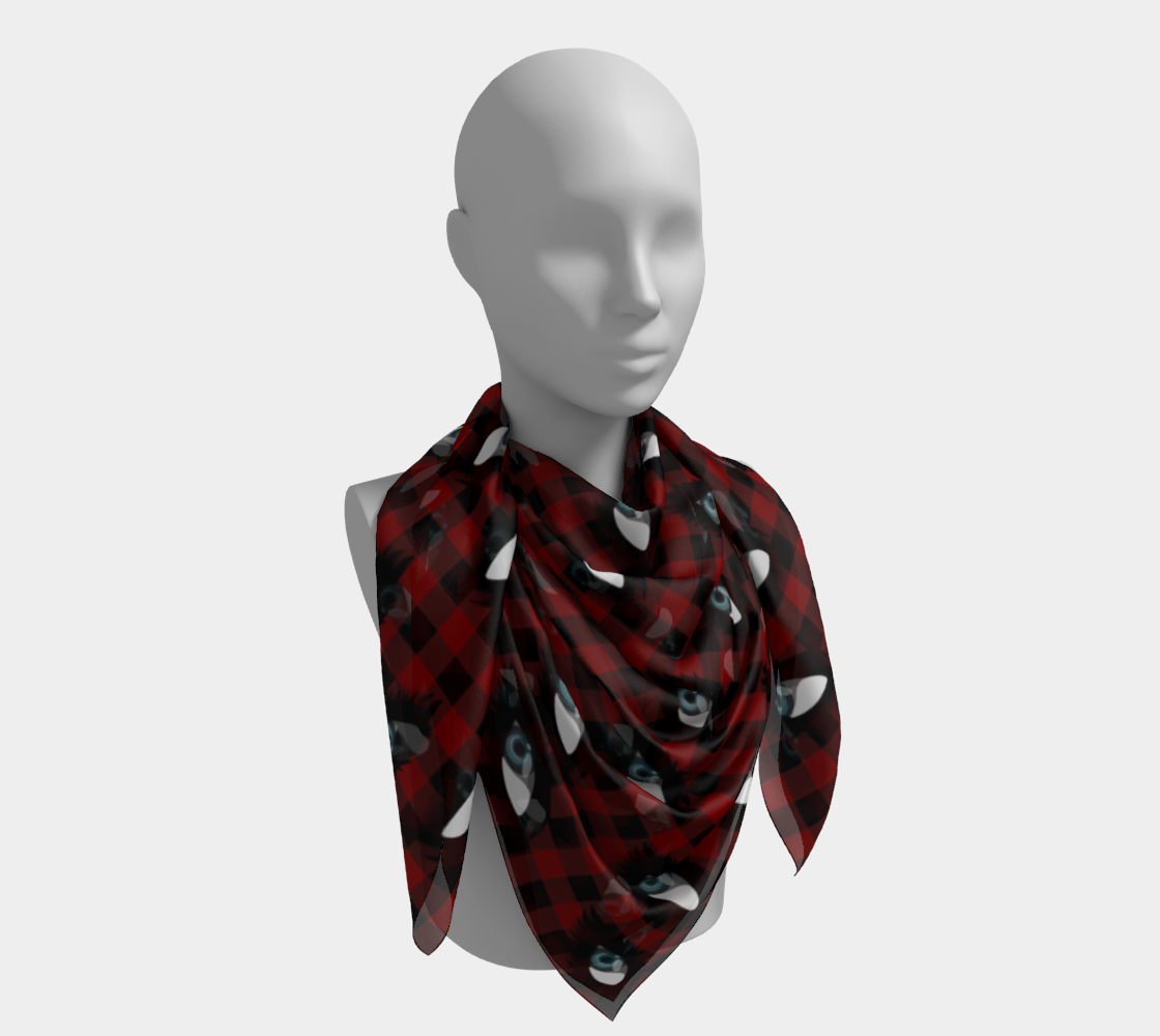 eyes red plaid scarf