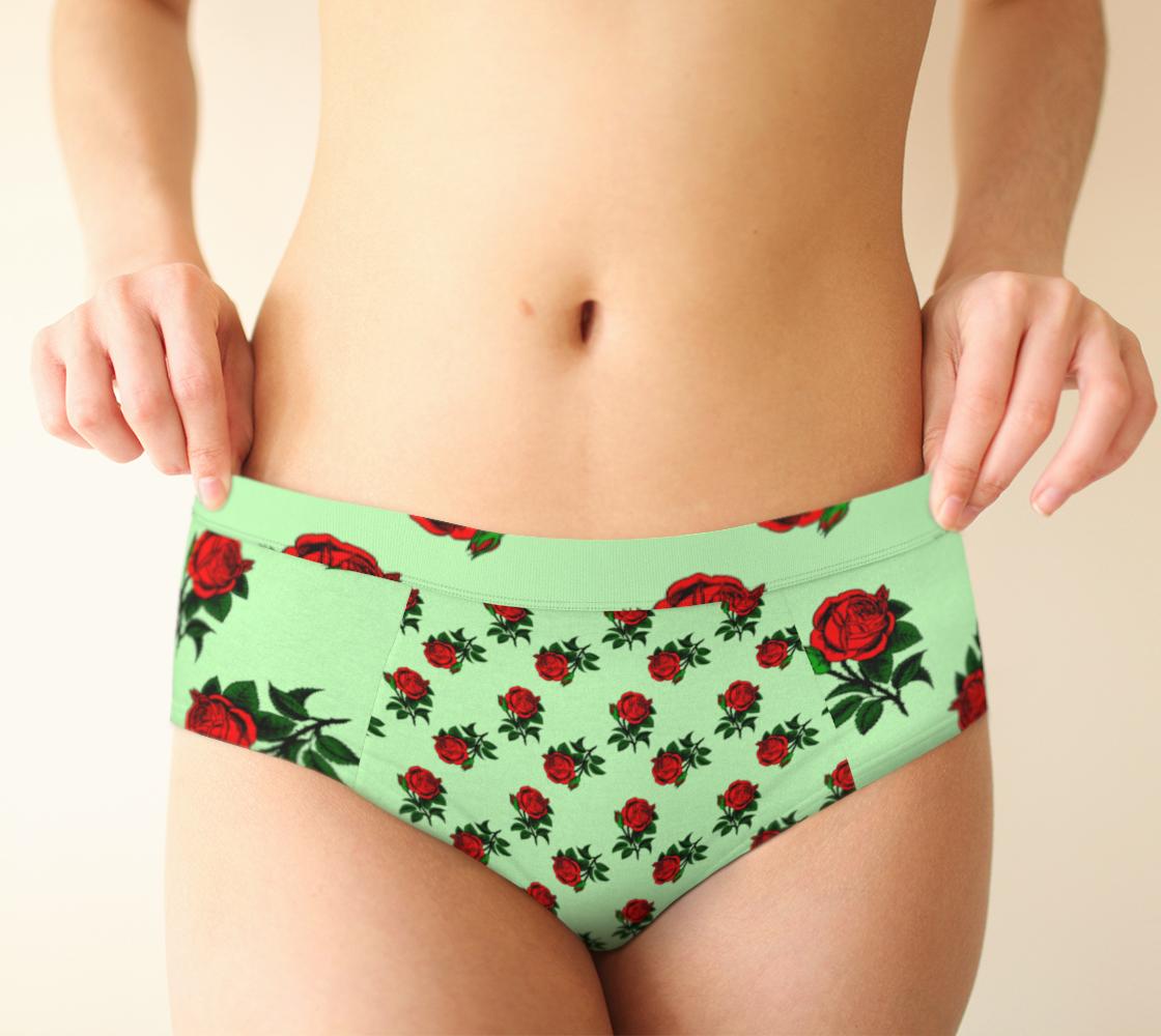 red roses green cheeky briefs