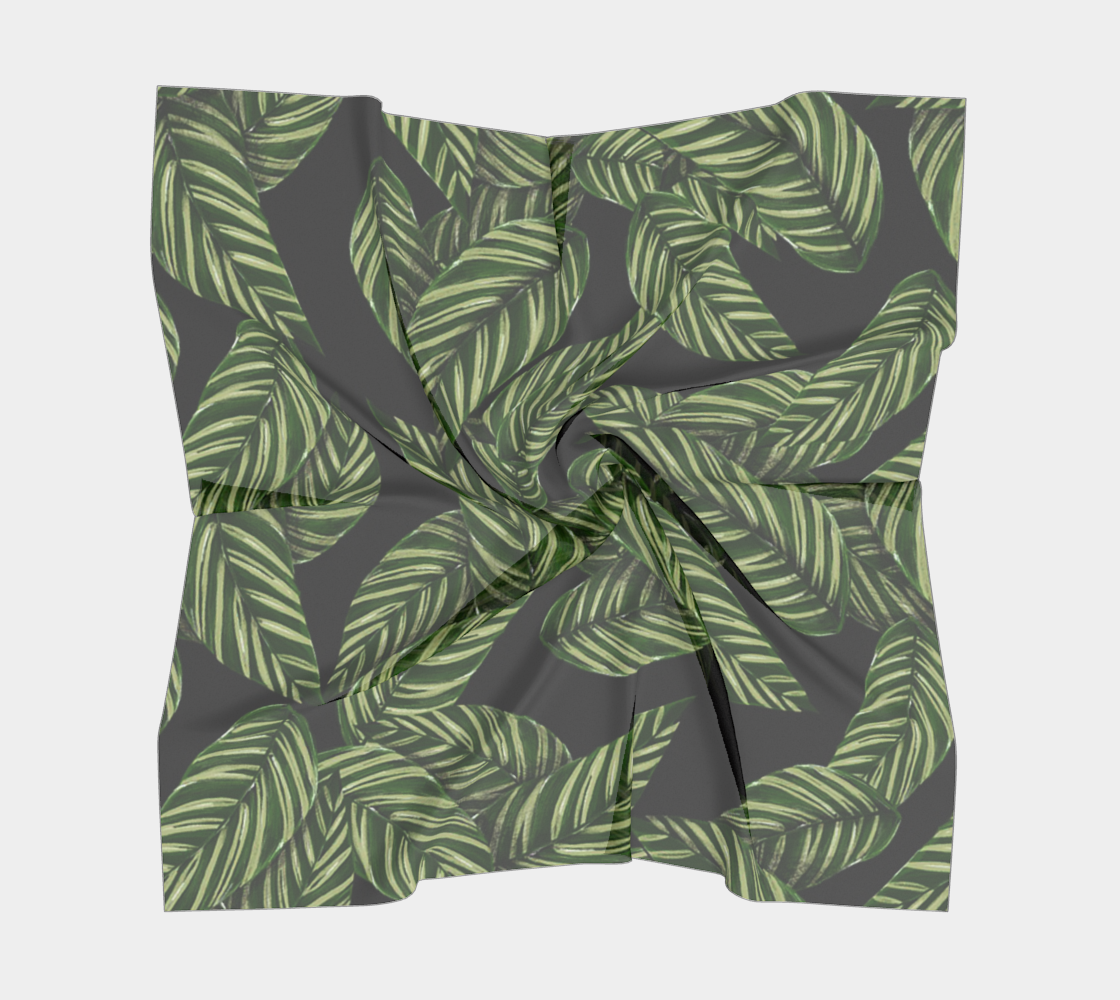 tropical leaves on black scarf