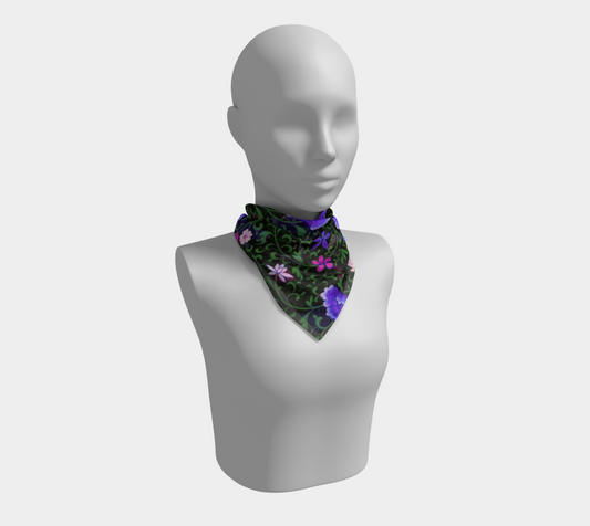 blue  japan floral scarf