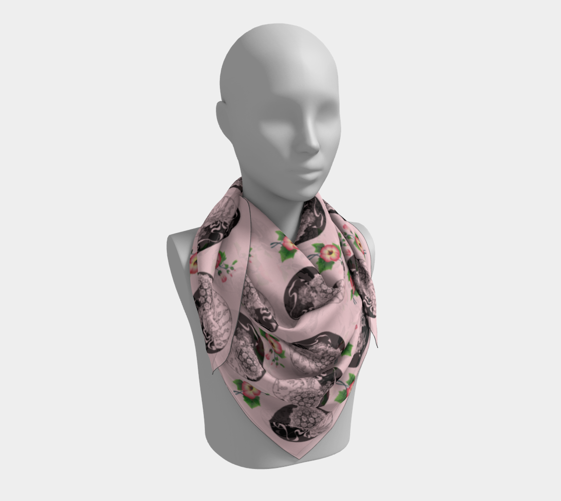 vintage girl with flowers pink scarf