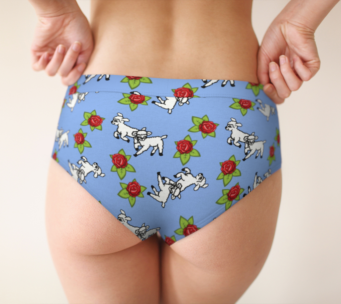 lamb pattern blue cheeky briefs