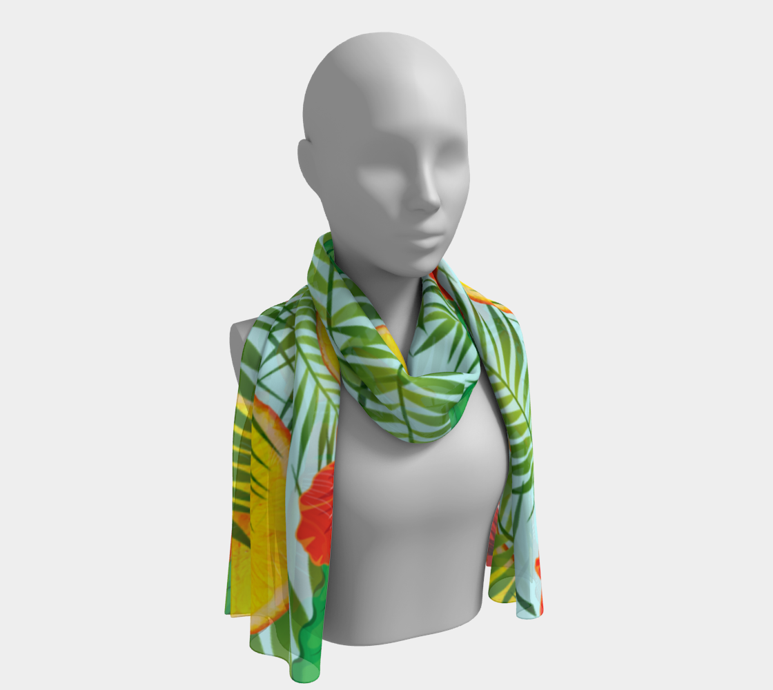 orange tropics blue scarf