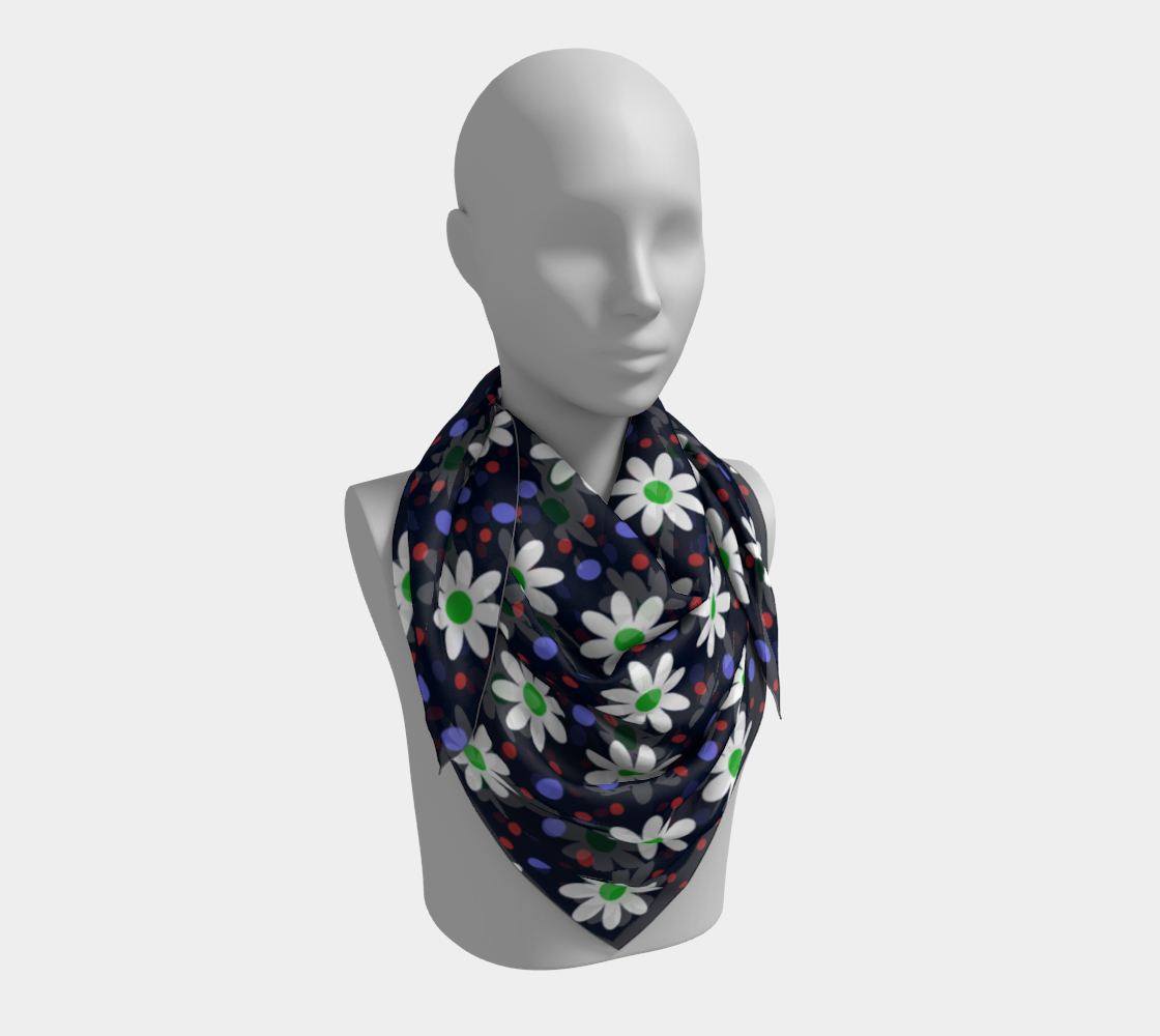 daisy dots navy blue scarf