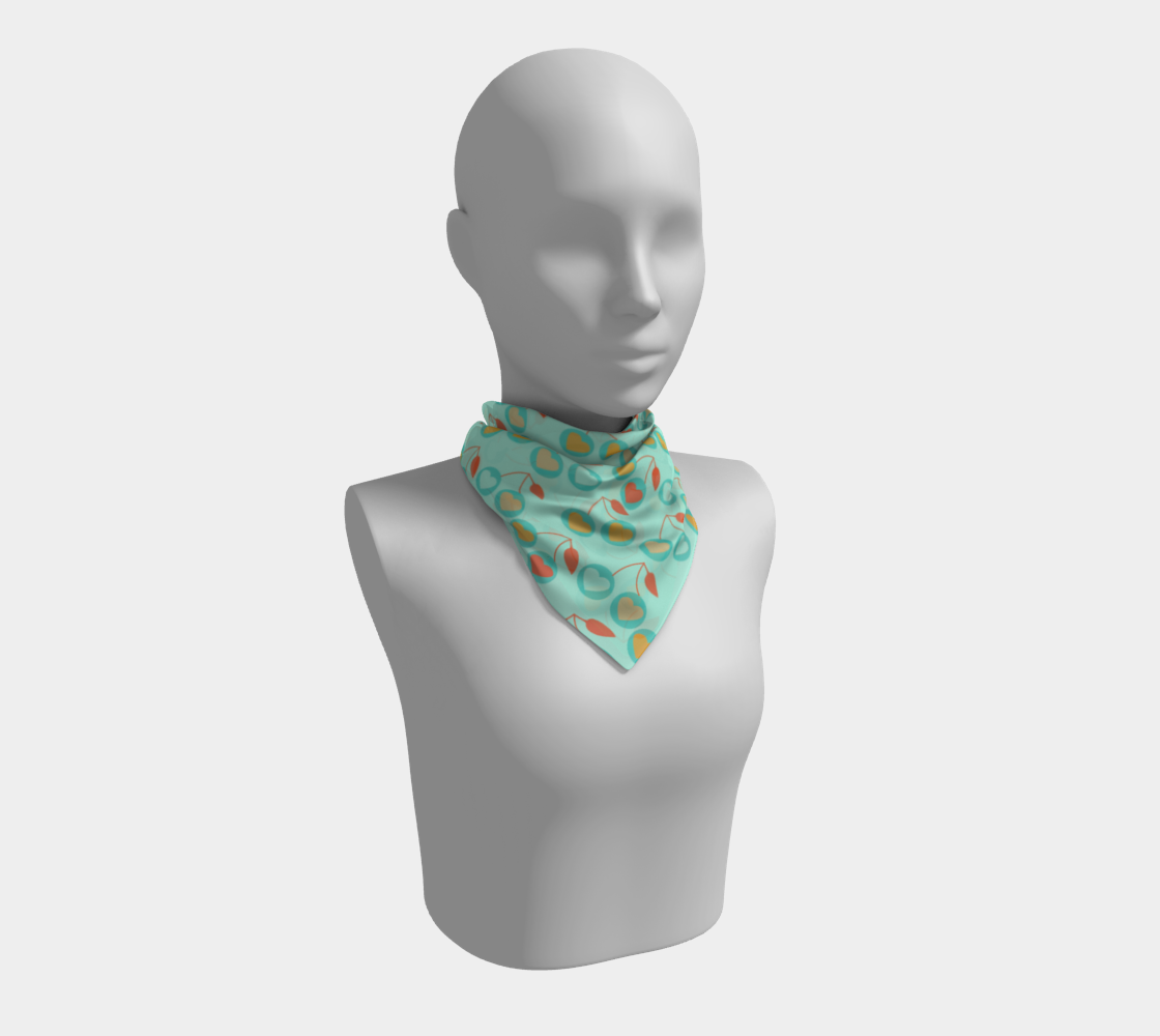 light teal heart cherries scarf