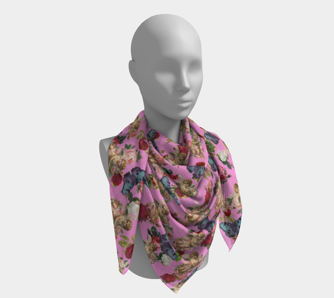 angel cherub butterflies pink scarf