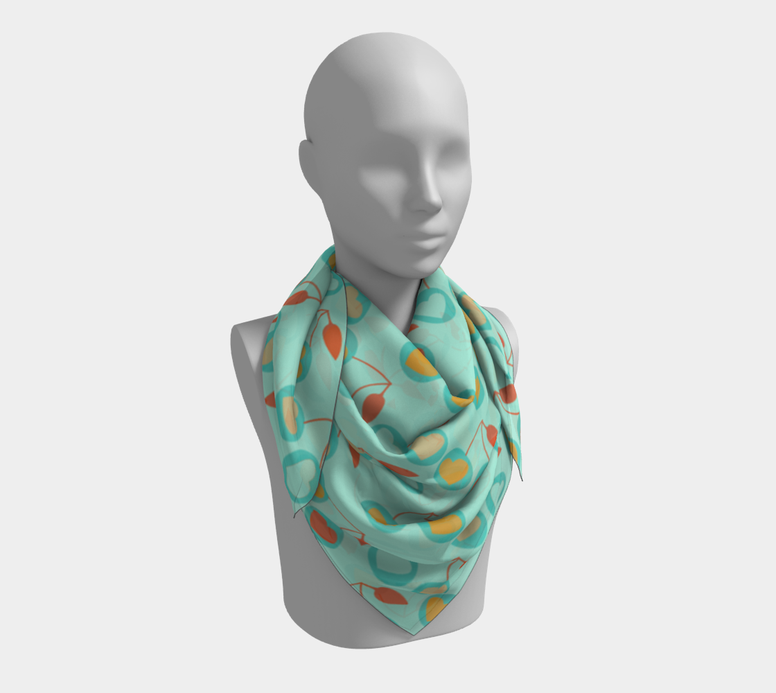 light teal heart cherries scarf