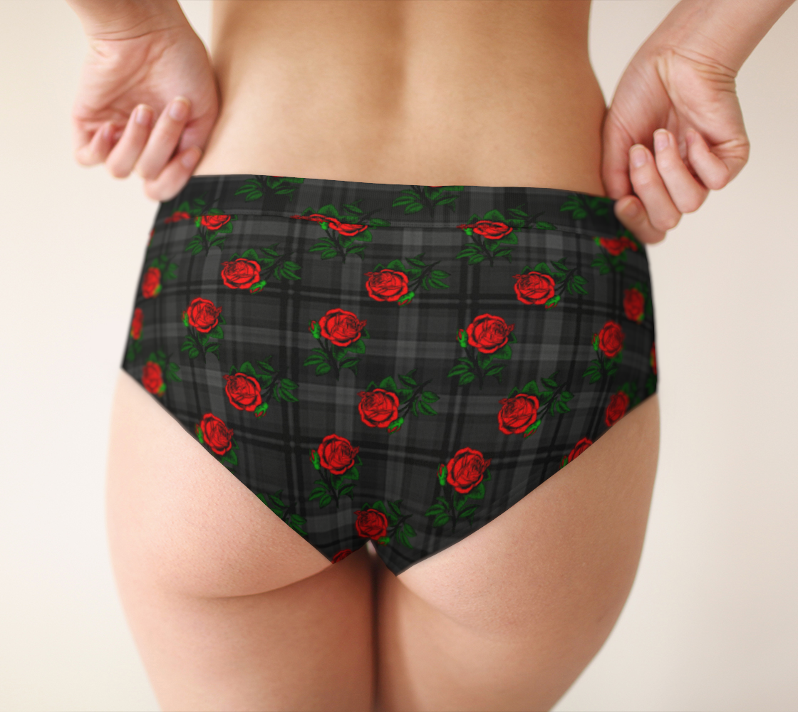 roses black plaid cheeky briefs