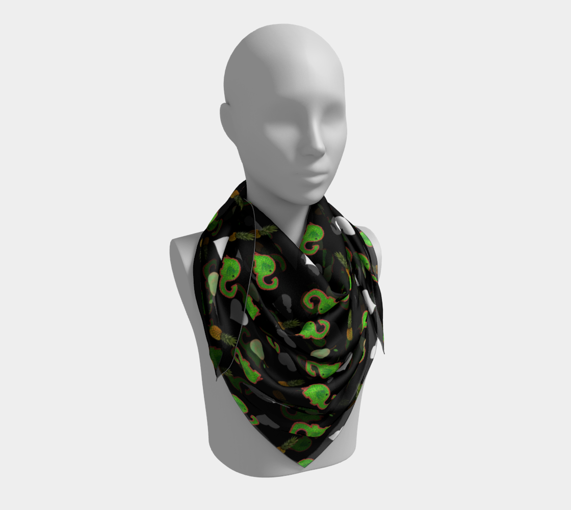 green elephant pattern scarf