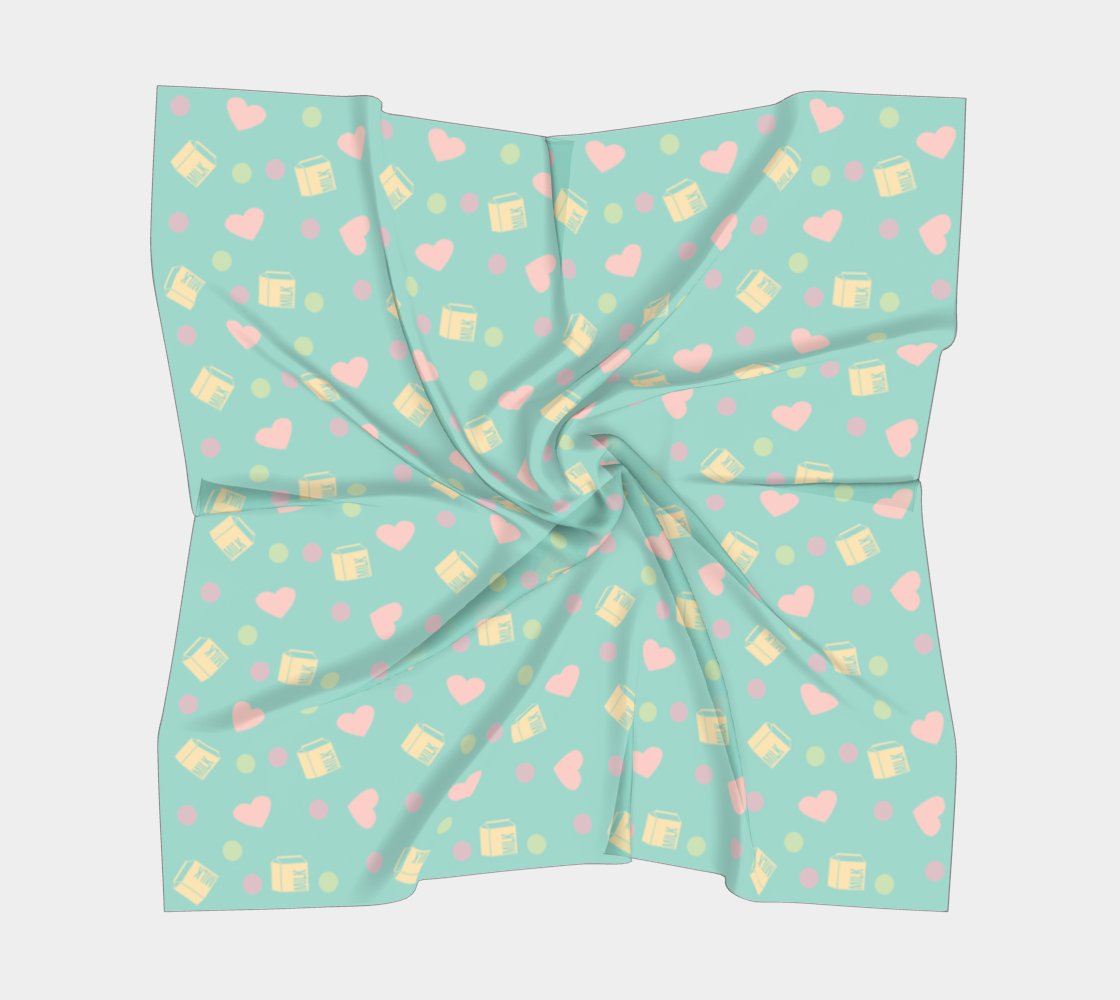 teal milk hearts scarf