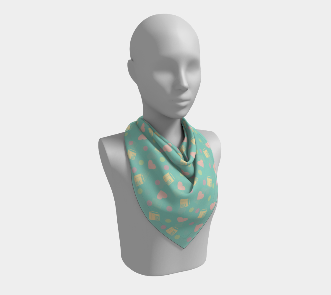 teal milk hearts scarf