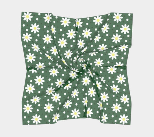 daisy dots green scarf